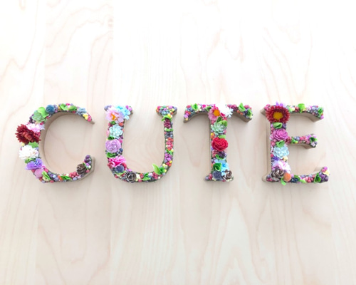 送料無料 直径11cm♡アルファベットオブジェ カラフルフラワーミックス