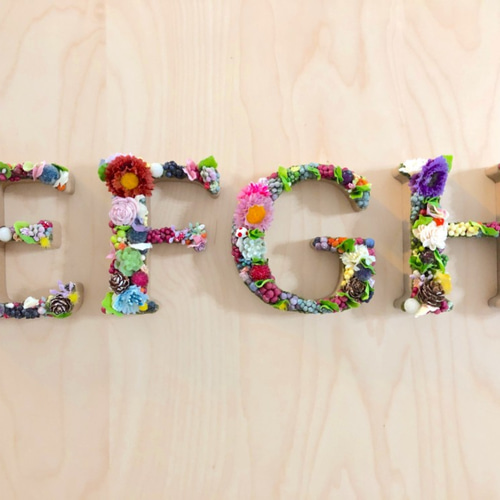 送料無料 直径11cm♡アルファベットオブジェ カラフルフラワーミックス