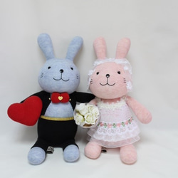 婚禮兔子(一對) / 玩偶 / 襪子娃娃 / 結婚賀禮 / 新郎新娘 第5張的照片