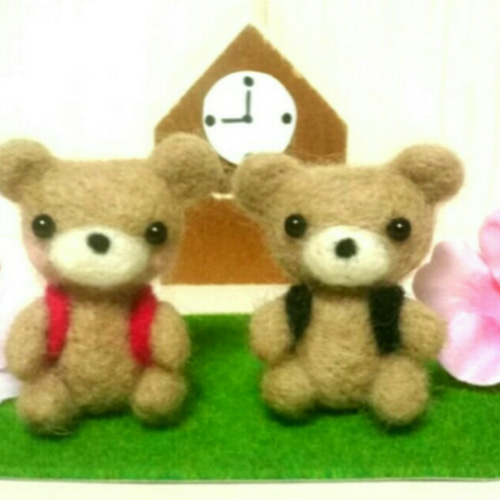 ☆くまさんFAMILY☆『小学生くまちゃん』 羊毛フェルト niconicopum