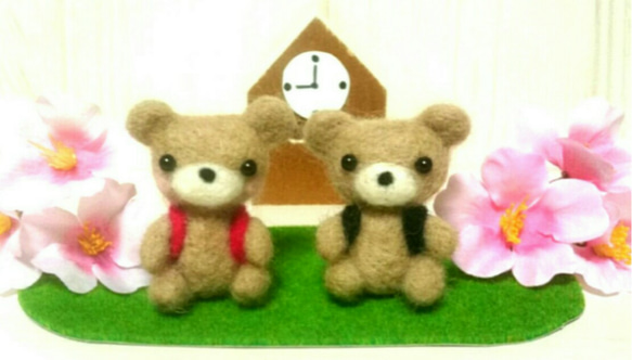 ☆くまさんFAMILY☆『小学生くまちゃん』 羊毛フェルト niconicopum