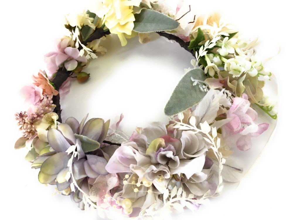 マーメイドの花かんむり＊結婚式＊成人式＊髪飾り＊ウエディング＊和装＊アンティーク色*リース＊ラプンツェル＊造花＊花