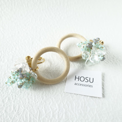 floret earring 淡水色×ウッドパーツ 3枚目の画像