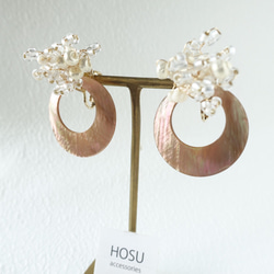 floret earring ホワイト×リングシェル 2枚目の画像