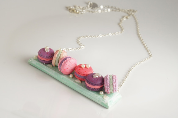 ｜Petits macarons｜ 手工軟陶黏土 低温泥 polymer clay 馬卡龍 項鏈 第1張的照片