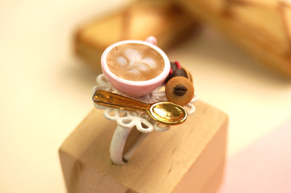 ｜Coffee & Cookies｜ Polymer Clay Ring 3枚目の画像