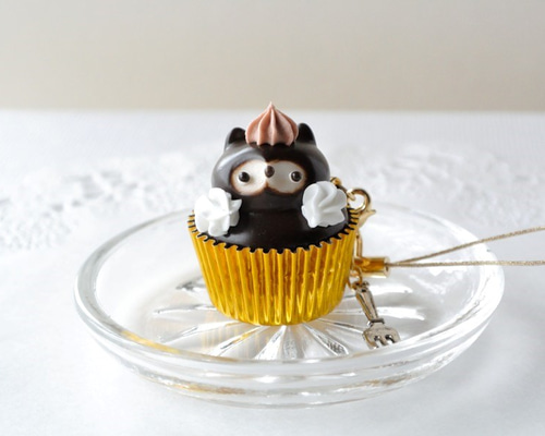 たぬきケーキ(金カップ) バッグチャーム minatsu 通販 3910596｜Creema