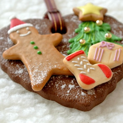 クリスマス・ハートクッキー・オーナメント（チョコクッキーベース） 1枚目の画像