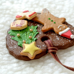 クリスマス・ハートクッキー・オーナメント（チョコクッキーベース） 3枚目の画像