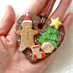 クリスマス・ハートクッキー・オーナメント（チョコクッキーベース） 5枚目の画像