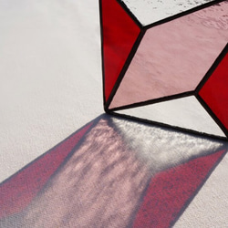 杯墊 置物墊 掛飾 玻璃鑲嵌『LUMIROOMI 正負空間』四角紅 第1張的照片