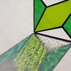 コースターグローブパッド装飾ガラスモザイク「LUMIROOMI正および負の空間、」緑の四隅 2枚目の画像