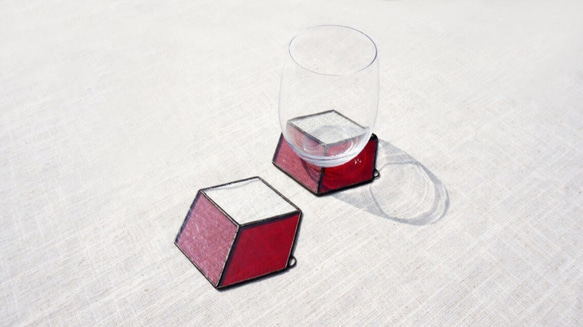杯墊 置物墊 掛飾 玻璃鑲嵌『LUMIROOMI 正負空間』六角藍 第4張的照片