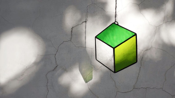 杯墊 置物墊 掛飾 玻璃鑲嵌『LUMIROOMI 正負空間』六角綠 第2張的照片