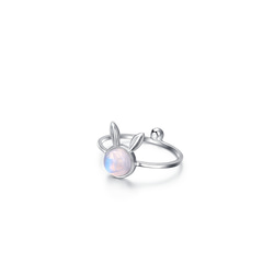 Moonstone Bunny Rabbit Ring 夢兔銀鑲月亮石戒指（925純銀） 第2張的照片