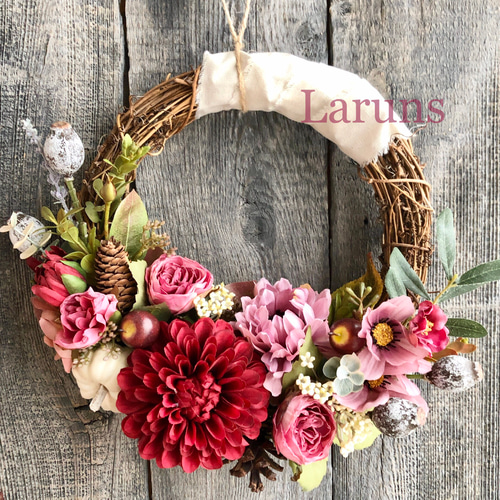 27】フラワーリースハロウィンリース玄関リース造花リース