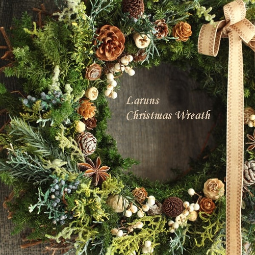 北欧インテリア風 北国の森のクリスマスリース（大） 針葉樹の森の