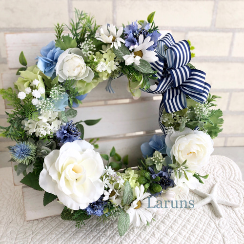 春 リース グリーンリース ボタニカル ウエディング ホワイトローズ 白 特大 リース【完成品】造花 造花リース ラナンキュラスとバラの
