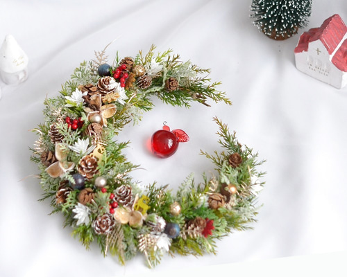 【さつきっす】ご希望3点おまとめリース クリスマス夜のお月様*Xmas三日月リース*ムーンリース