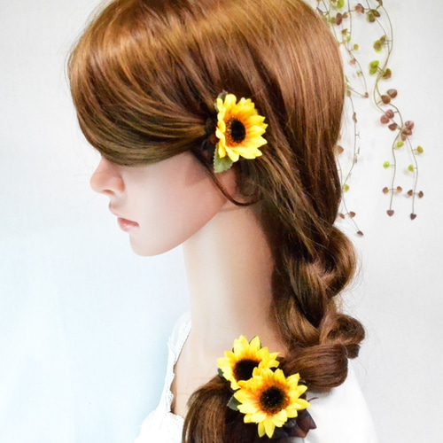 オーダー♡向日葵リボン】ヘアクリップ ヘアゴム ベビー キッズ