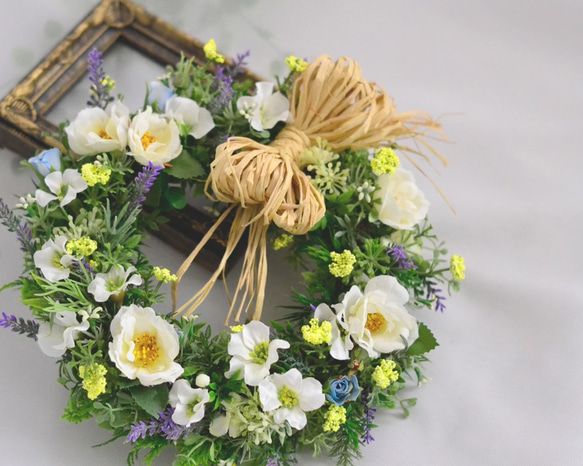 ＊春の野の花リース＊野ばらのナチュラルリース＊結婚祝い＊新築祝い＊ 5枚目の画像