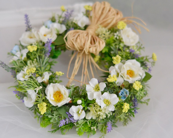 ＊春の野の花リース＊野ばらのナチュラルリース＊結婚祝い＊新築祝い＊ 6枚目の画像