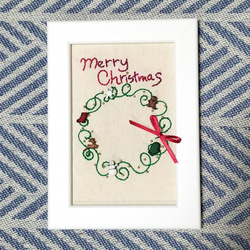 クリスマス飾り『リース』フレーム［ビーズ刺繍作品］ 2枚目の画像