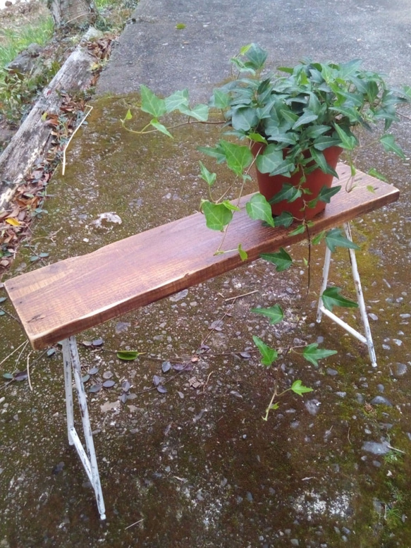 【受注生産品】シャビーシック ガーデン 観葉植物 テーブル シェルフ 4枚目の画像
