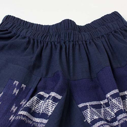 送料無料 スリン織りサルエルパンツ　だっぽりアラジンパンツ 絣　紺色 4枚目の画像