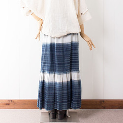モン族藍染ヘンプロングスカート　エスニックスカート*86cm丈*民族古布 2枚目の画像
