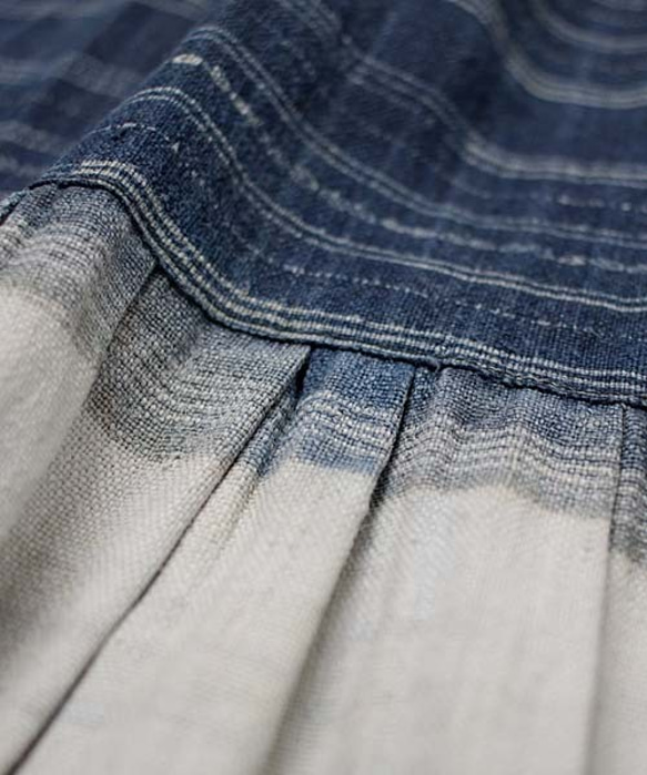 モン族藍染ヘンプロングスカート　エスニックスカート*86cm丈*民族古布 7枚目の画像