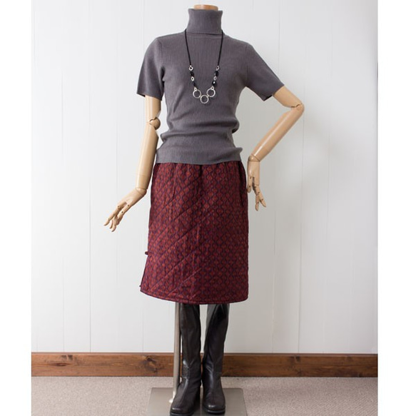 【年始セール】マッドミー オールドタイシルクのキルティングスカート　小さいサイズ シルクスカート 2枚目の画像