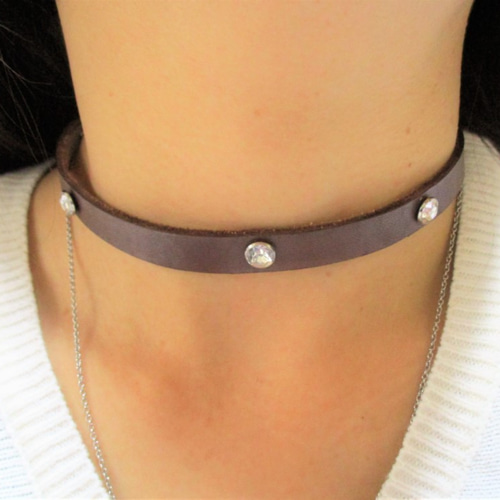 レザー チョーカーにもなる二重まきまきブレスレット ダークブラウン