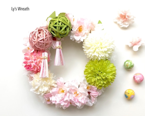 フラワー・リース mam マムと桜の春色リース アートフラワー Ly's Wreath リーズリース