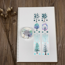 冬之森-冬季樹木和紙膠帶(燙藍箔押)(含底紙) 第2張的照片