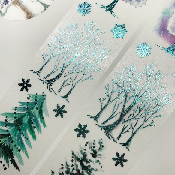 冬の森-冬の木と紙テープ（ホットブルーフォイル）（裏紙付き） 6枚目の画像