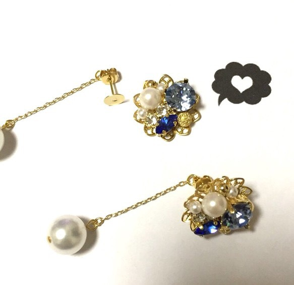 【sale】blue pearl pierce 1枚目の画像