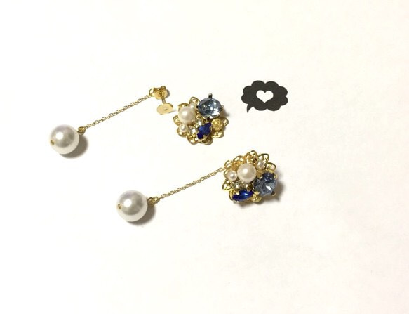 【sale】blue pearl pierce 2枚目の画像