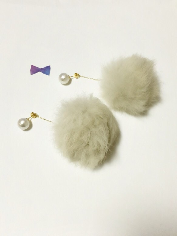 cotton pearl fur pierce 1枚目の画像