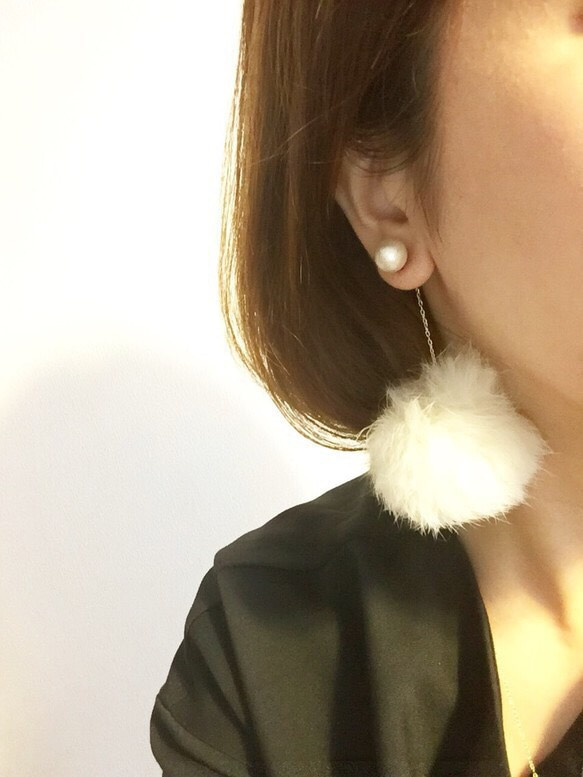 cotton pearl fur pierce 2枚目の画像