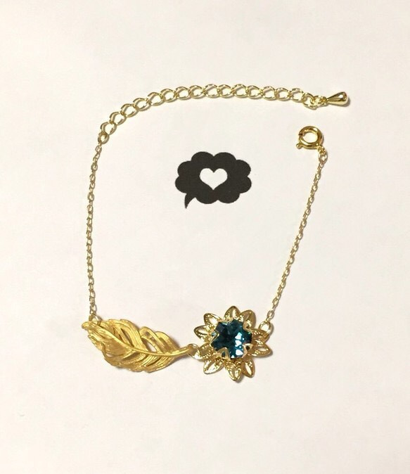 【sale】leaf flower bracelet 1枚目の画像