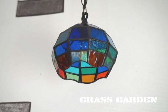 ステンドグラスランプブルー系丸型モザイク 4枚目の画像