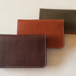 イタリアンレザー×栃木レザー　シンプルな財布　（オレンジ） 3枚目の画像
