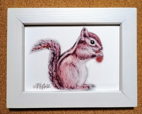送料無料500円キャンペーン実施中！ リスの絵 複製画 （ハガキサイズ
