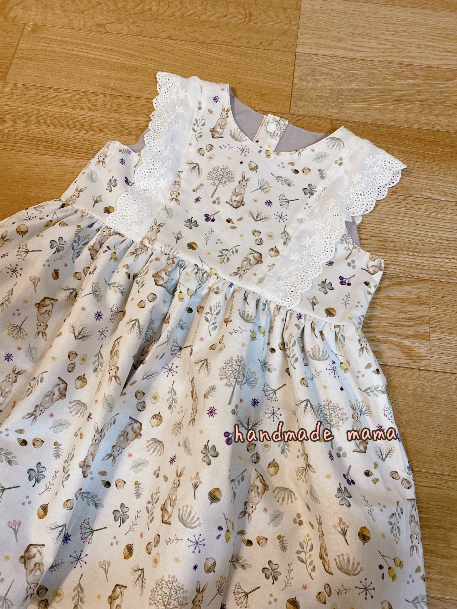 120㎝　ギャザーたっぷりワンピース　milky rabbit