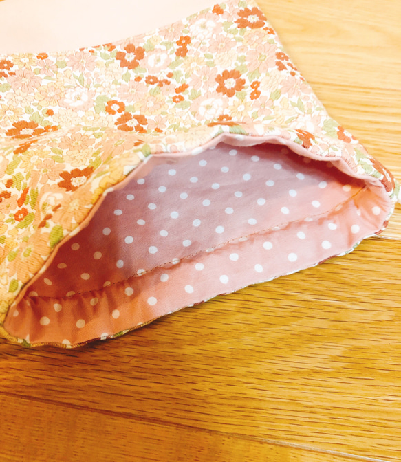 入園入学　ナップザック型体操袋と巾着　給食袋のセット花柄ピンク女の子 3枚目の画像