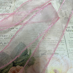 リボン　オーガンジー　サイドデザイン　ピンク　幅25ミリ　2m 2枚目の画像