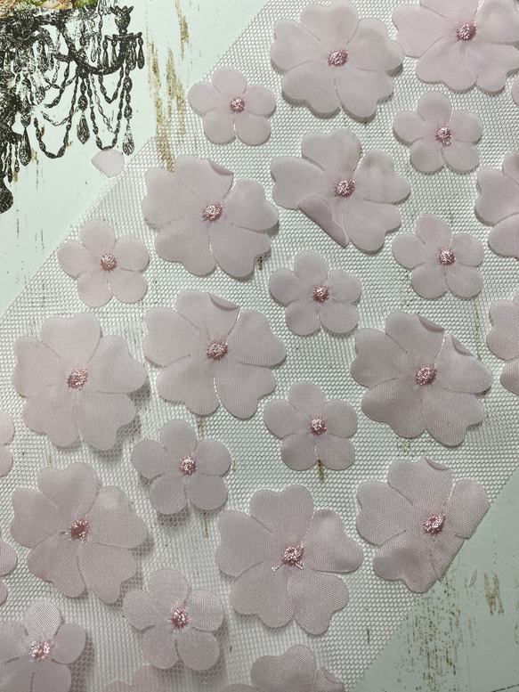 チュール　リボン　桜ピンク　お花　1m 2枚目の画像