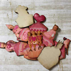 木製　ウッドパーツ　B ピンク　カップケーキ　⑥ 3枚目の画像