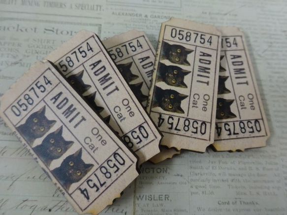 木製ウッドパーツ　黒猫　チケット　ＷＰ-14 2枚目の画像